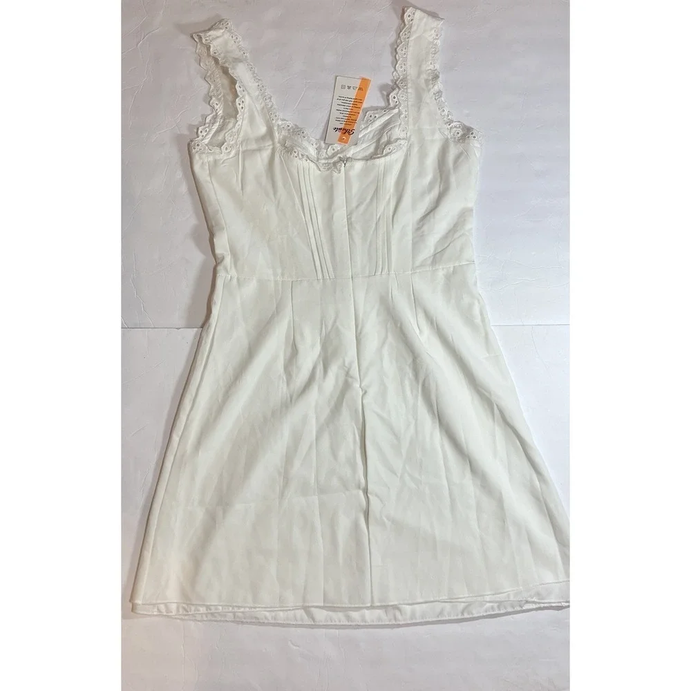 Sth Cute Babydoll Mini Dress, White, Size Small - Picture 13 of 16